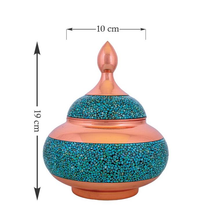 قندان سیبی فیروزه کوب کوچک ارتفاع 16cm